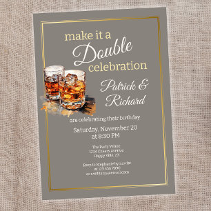 Invitación Haz que sea un Vaso de Whisky Gris de Doble Celebr