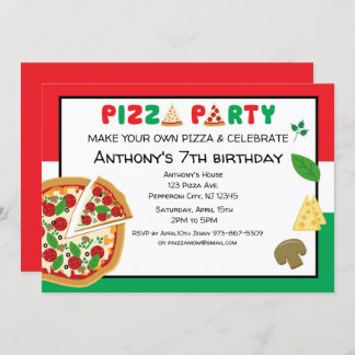 Invitación Haz tu propia fiesta de cumpleaños de pizza