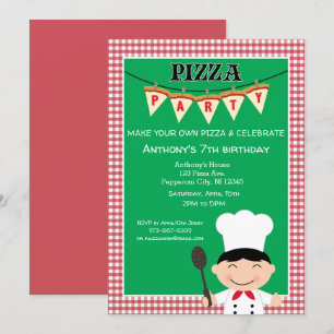 Invitación Haz tu propia fiesta de cumpleaños de Pizza Boy