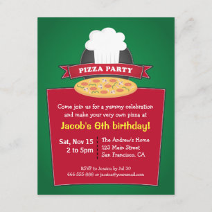 Invitación Haz Tu Propia Pizza Fiesta de Cumpleaños para Niño