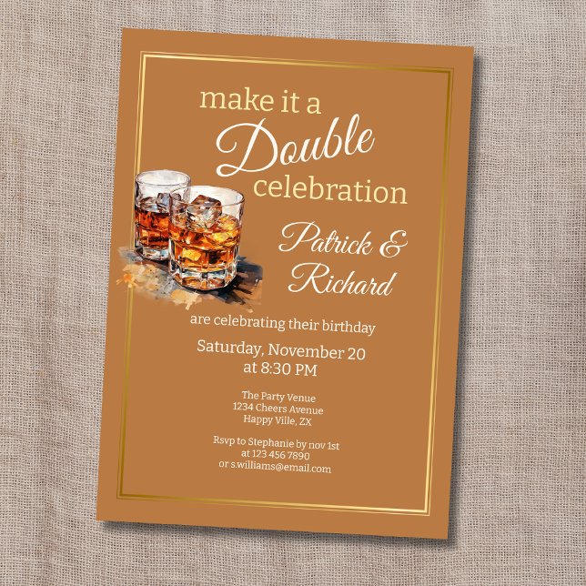 Invitación Hazlo un Vaso de Whisky de Doble Celebración (Subido por el creador)
