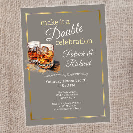 Invitación Hazlo una Celebración Doble Vaso de Whisky Gris