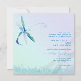 Invitación Hazy Morning Blue Dragonfly Boda