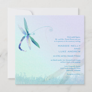 Invitación Hazy Morning Blue Dragonfly Boda