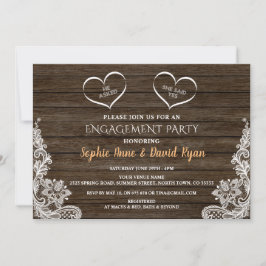 Invitación He asked She Said Yes Lace Wood Engagement