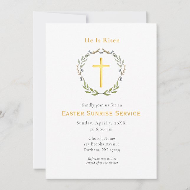 Invitación  He is Risen Cross Easter Sunrise service (Anverso)