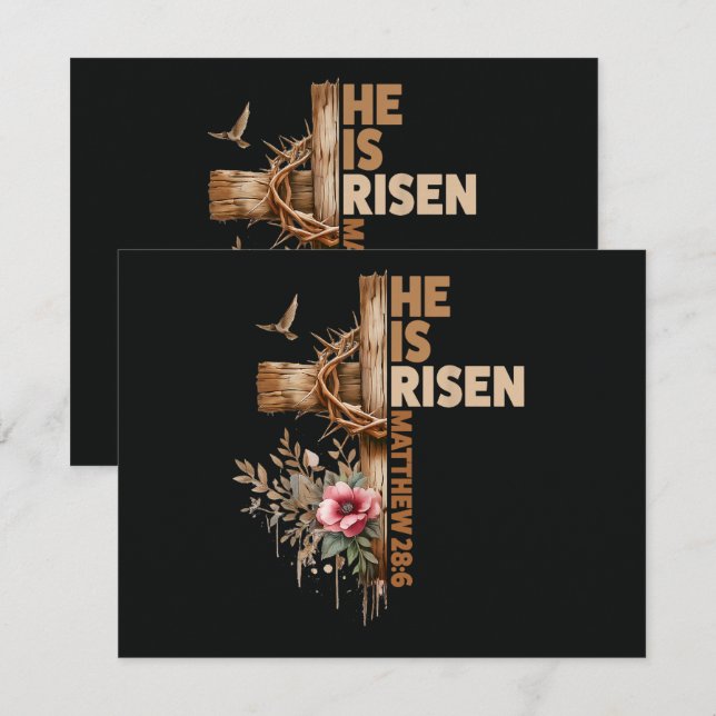 Invitación He is Risen Jesus Christian Religious Easter (Anverso / Reverso)