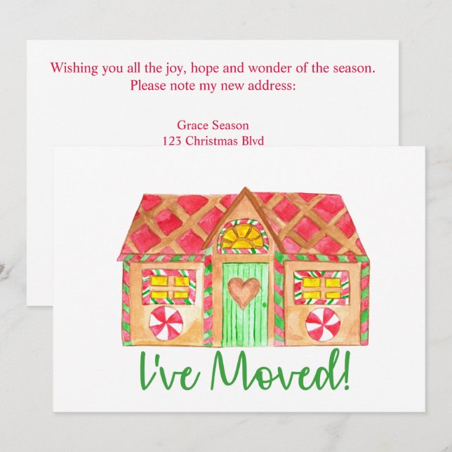 Invitación He mudado la casa de Gingerbread (Anverso / Reverso)