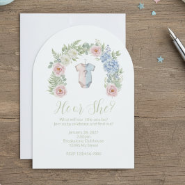 Invitación He or She? Botanical Gender Reveal Invitation