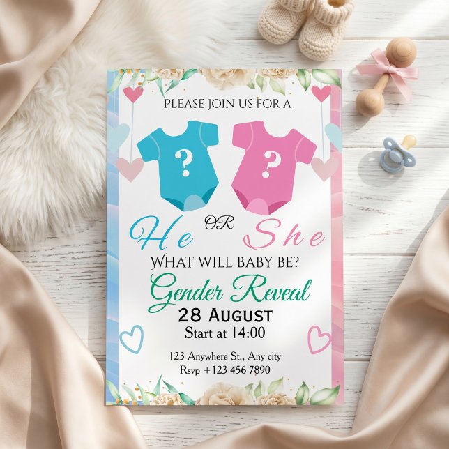 Invitación He or She Gender Reveal (Subido por el creador)
