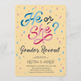 Invitación He or She Gender Reveal Party