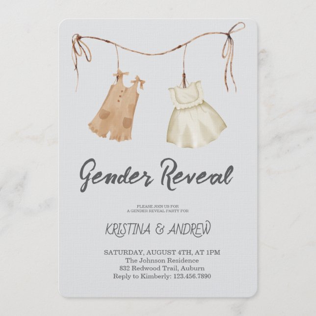 Invitación He or She Gender Reveal Party (Anverso)