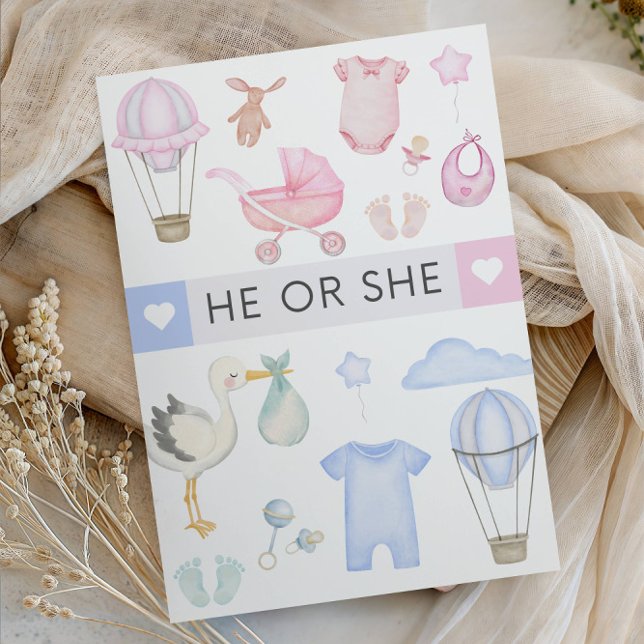 Invitación He or She Gender Reveal Party - He or She Shower  (Subido por el creador)