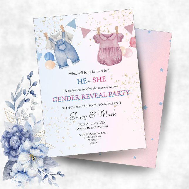 Invitación He or She Gender Reveal Party Invitation (Subido por el creador)