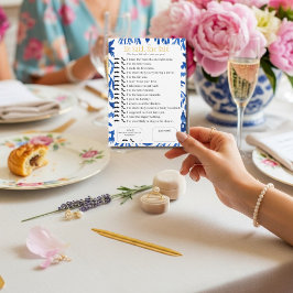 Invitación He Said, She Said Bridal shower  Blue Game