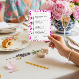 Invitación He Said, She Said Bridal shower  Pink Game