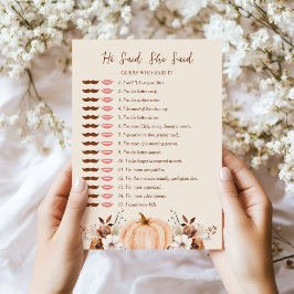Invitación He Said She Said Fall Bridal Shower Game Card