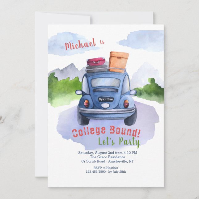 Invitación Heading Out College Bound Party Invitation (Anverso)