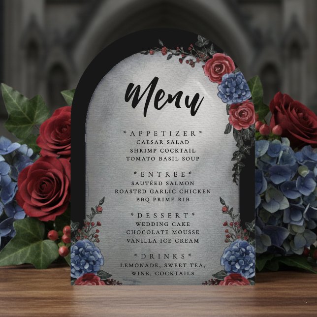 Invitación Headstone Floral Gothic Wedding Menu (Subido por el creador)