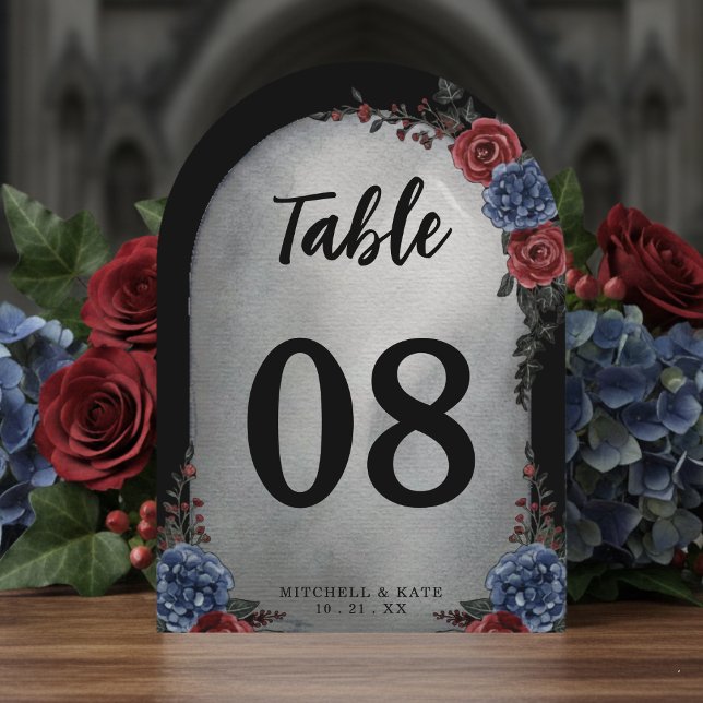 Invitación Headstone Floral Gothic Wedding Table Number (Subido por el creador)