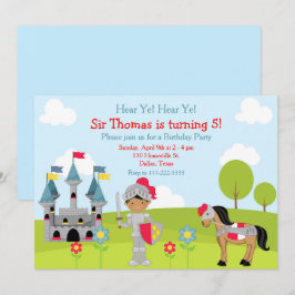Invitación Hear Ye African American Knight Birday Party
