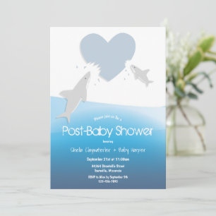 Invitación Heart Bites Sharks Post Baby Shower