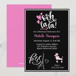 Invitación Heart Eiffel Tower Paris Francia Fiesta de cumplea