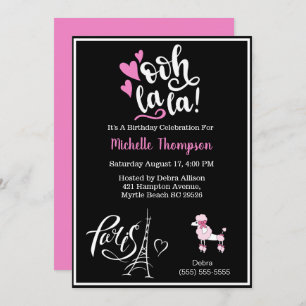 Invitación Heart Eiffel Tower Paris Francia Fiesta de cumplea