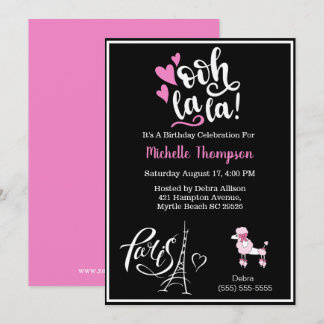 Invitación Heart Eiffel Tower Paris Francia Fiesta de cumplea