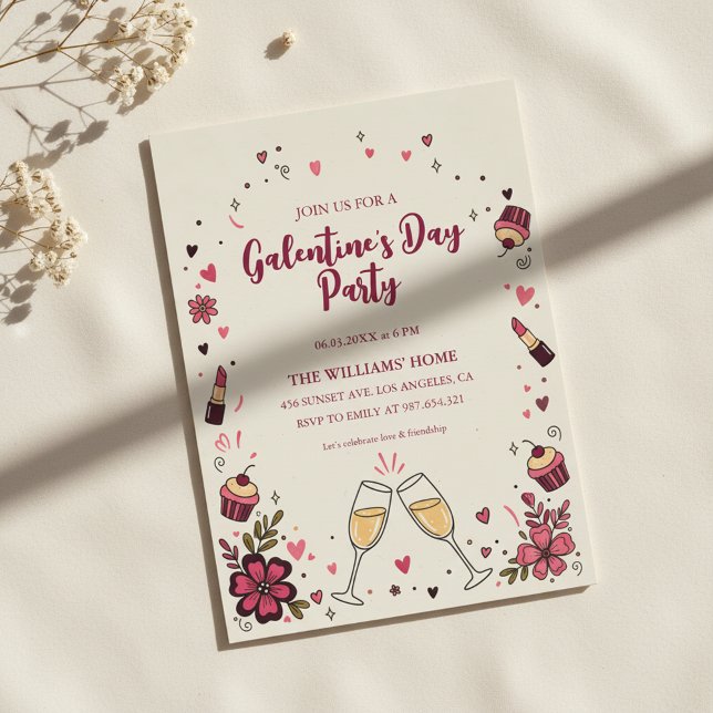 Invitación Heart Floral Galentine’s Party Invitation (Subido por el creador)