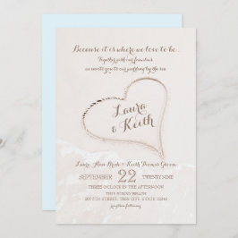 Invitación Heart in Sand Beach Wedding