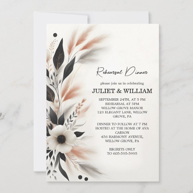 Invitación Heart Nothing Fancy Just Love Fun Rehearsal (Anverso)