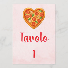 Invitación Heart Pizza Table Numbers | Red Checkered Italian