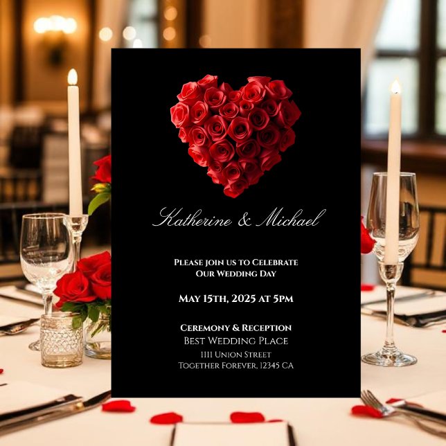 Invitación Heart Shaped Red Roses- (Heart Shaped Red Roses- Invitation)