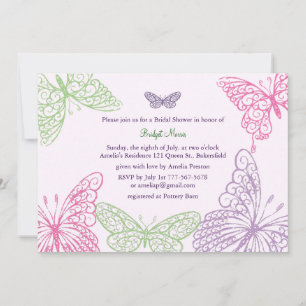 Invitación Heart's a Flutter Bridal Shower Invite a la lila