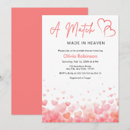 Invitación Hearts A Match Made in Heaven Bridal Shower 