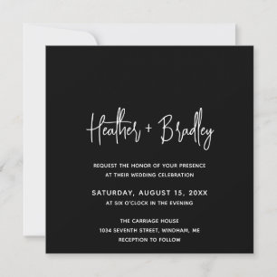 Invitación Heather Elegant Black Minimal Boda moderno