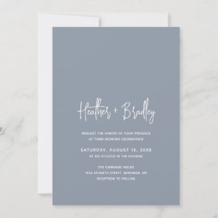 Invitación Heather Elegant Dusty Blue Minimal Boda moderno