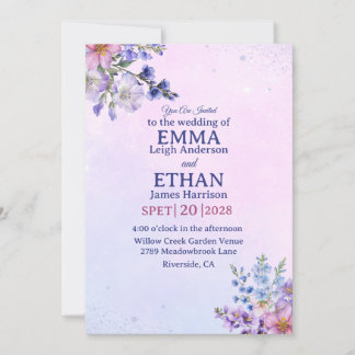 Invitación heather periwinkle plum lavender blue Wedding
