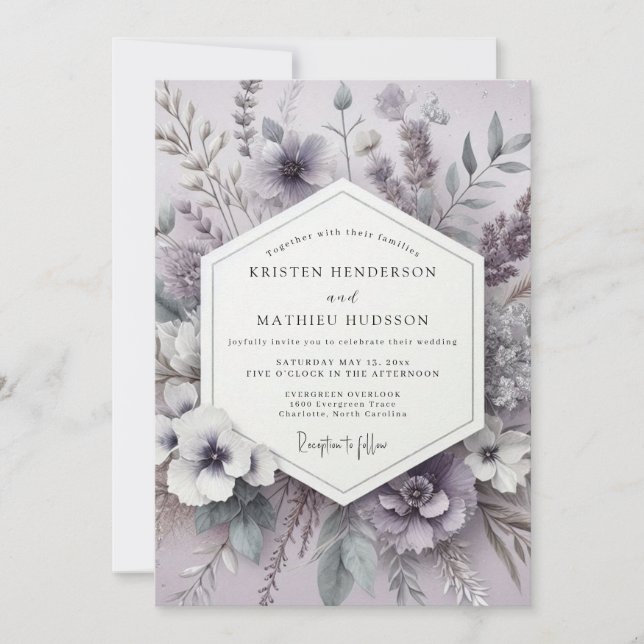 Invitación Heather Serene Meadow Wedding (Anverso)