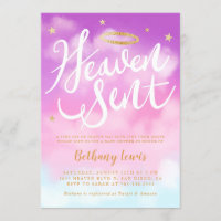 Heaven Sent Angel Gold Halo Baby Shower Pink