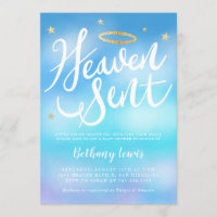 Heaven Sent Angel Gold Halo Blue Baby Shower