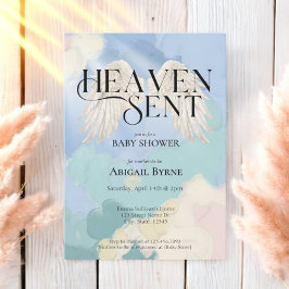 Invitación Heaven Sent Angel Wings Pastel Baby Shower