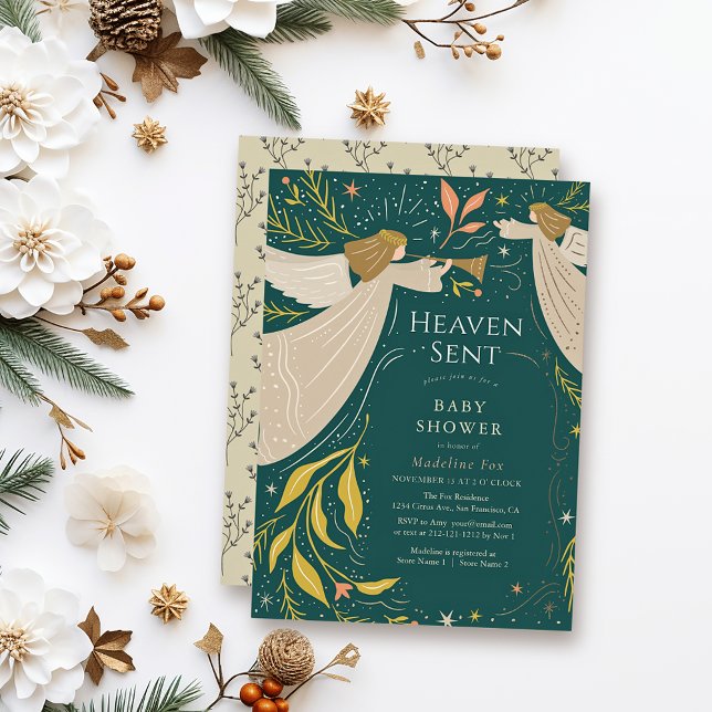 Invitación Heaven Sent Angels Marina Blue Baby Shower (Subido por el creador)