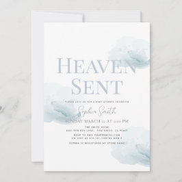 Invitación Heaven Sent Boy Blue Cloud Baby Shower