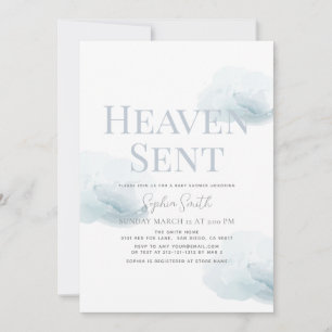 Invitación Heaven Sent Boy Blue Cloud Baby Shower