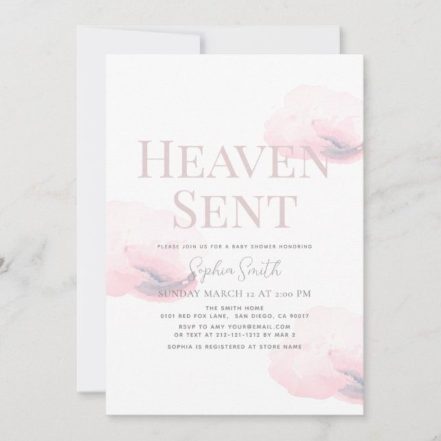 Invitación Heaven Sent Chica Cloud Baby Shower (Anverso)