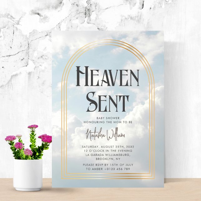 Invitación Heaven Sent Clouds Sky Neutral Baby Shower (Subido por el creador)