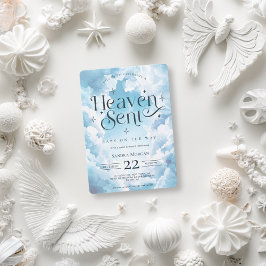 Invitación Heaven Sent Personalizado Angelic Clouds Baby Show