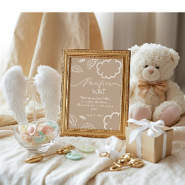 Invitación Heavenly baby shower beige Pacifier Hunt game